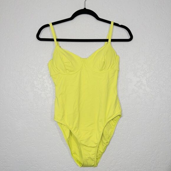 NWT Andie Neon Lemon Yellow The Bermuda One Piece Swimsuit Size Medium - Picture 3 of 8